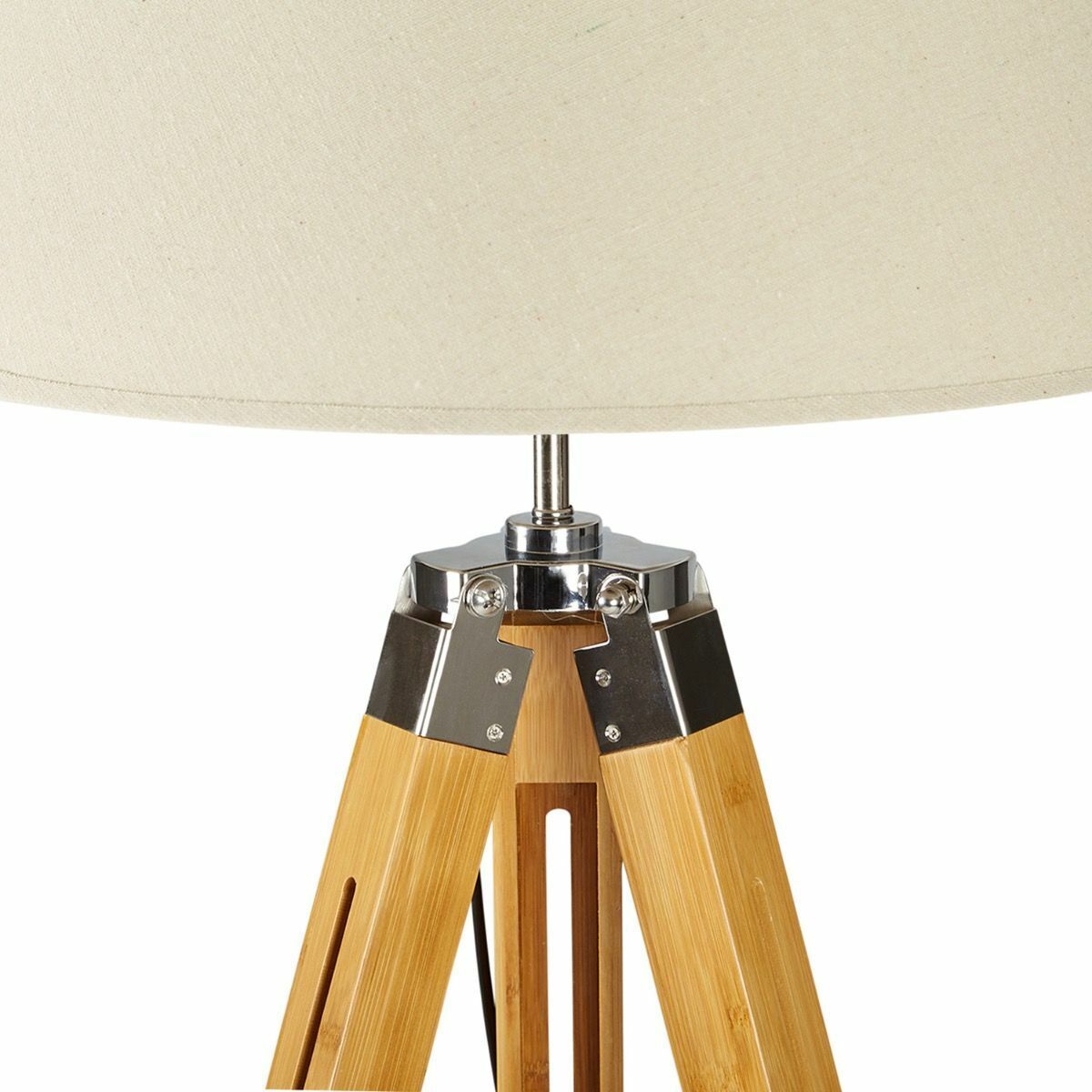 LARGE TRIPOD FLOOR LAMP Linen Shade Modern Light Bamboo Vintage Wooden Retro - RetroVibes.au