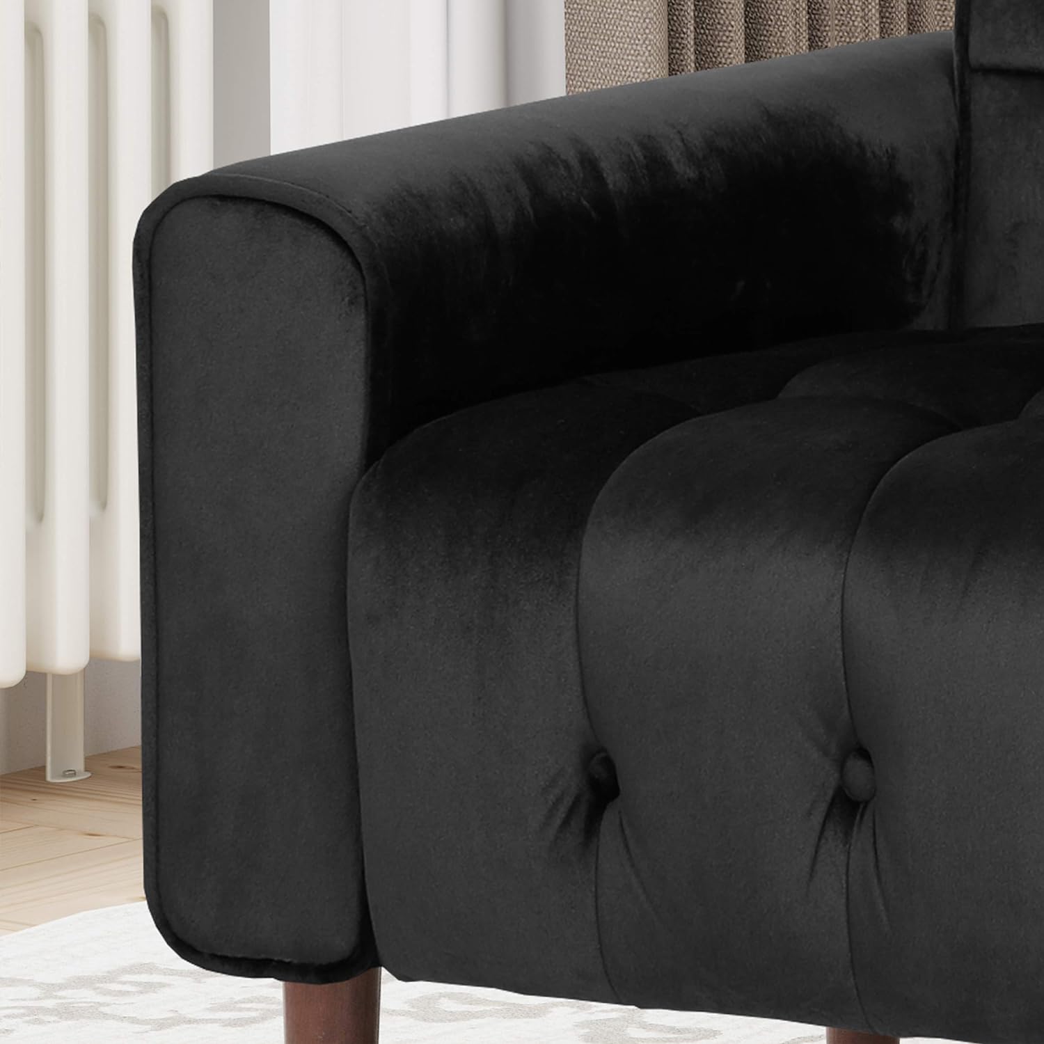 Lewisham Black Tufted Velvet Armchair - RetroVibes.au