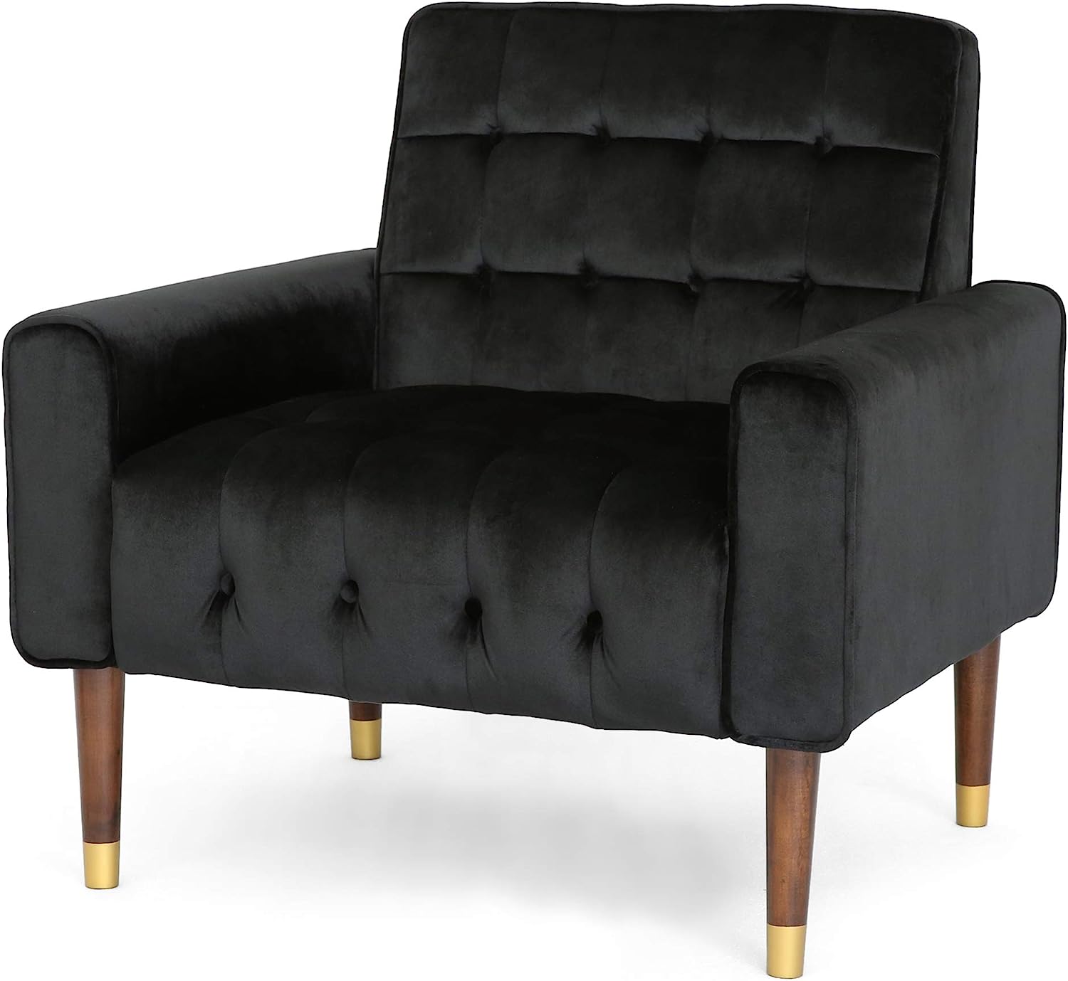 Lewisham Black Tufted Velvet Armchair - RetroVibes.au