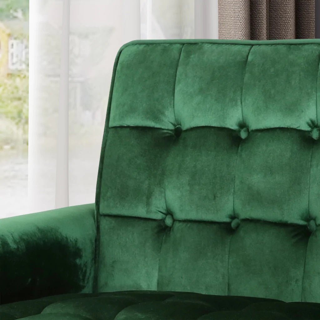 Lewisham Emerald Tufted Velvet Armchair - RetroVibes.au