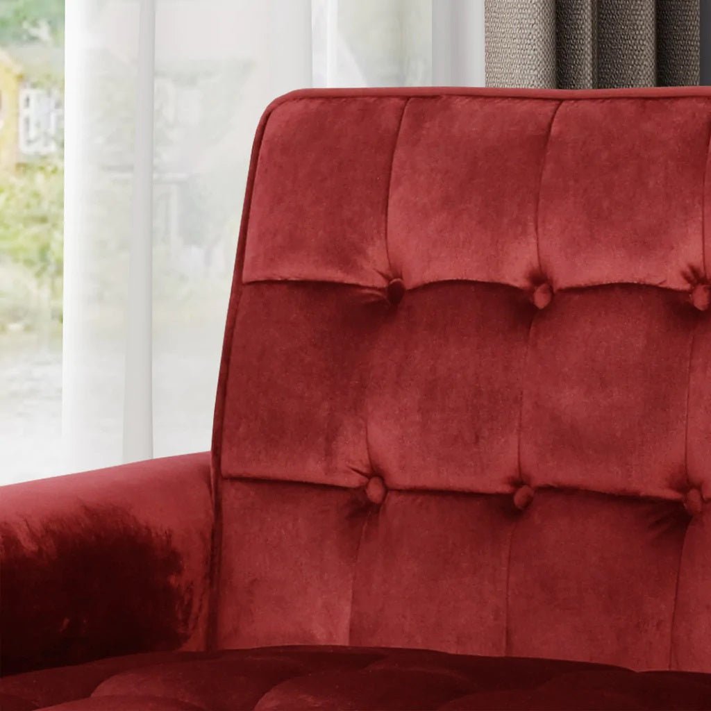 Lewisham Garnet Tufted Velvet Armchair - RetroVibes.au