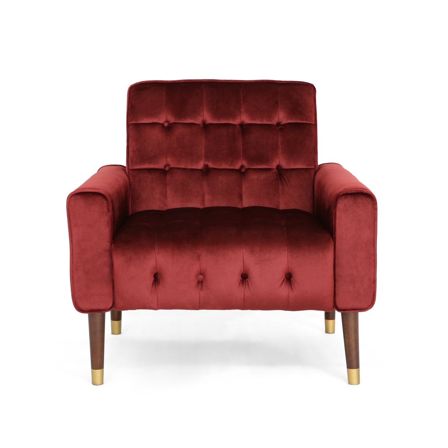 Lewisham Garnet Tufted Velvet Armchair - RetroVibes.au