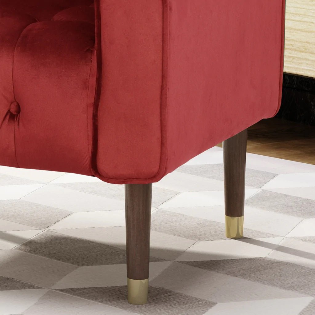 Lewisham Garnet Tufted Velvet Armchair - RetroVibes.au