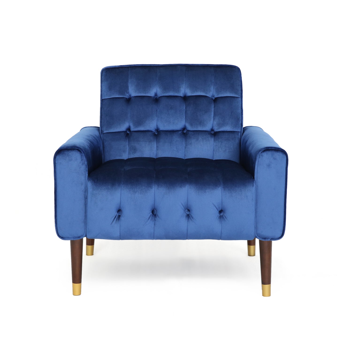 Lewisham Navy Blue Tufted Velvet Armchair - RetroVibes.au