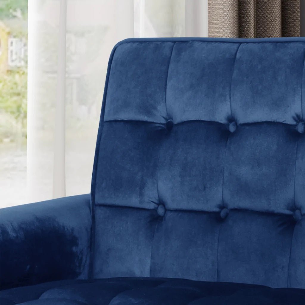 Lewisham Navy Blue Tufted Velvet Armchair - RetroVibes.au
