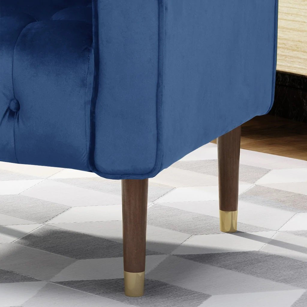 Lewisham Navy Blue Tufted Velvet Armchair - RetroVibes.au