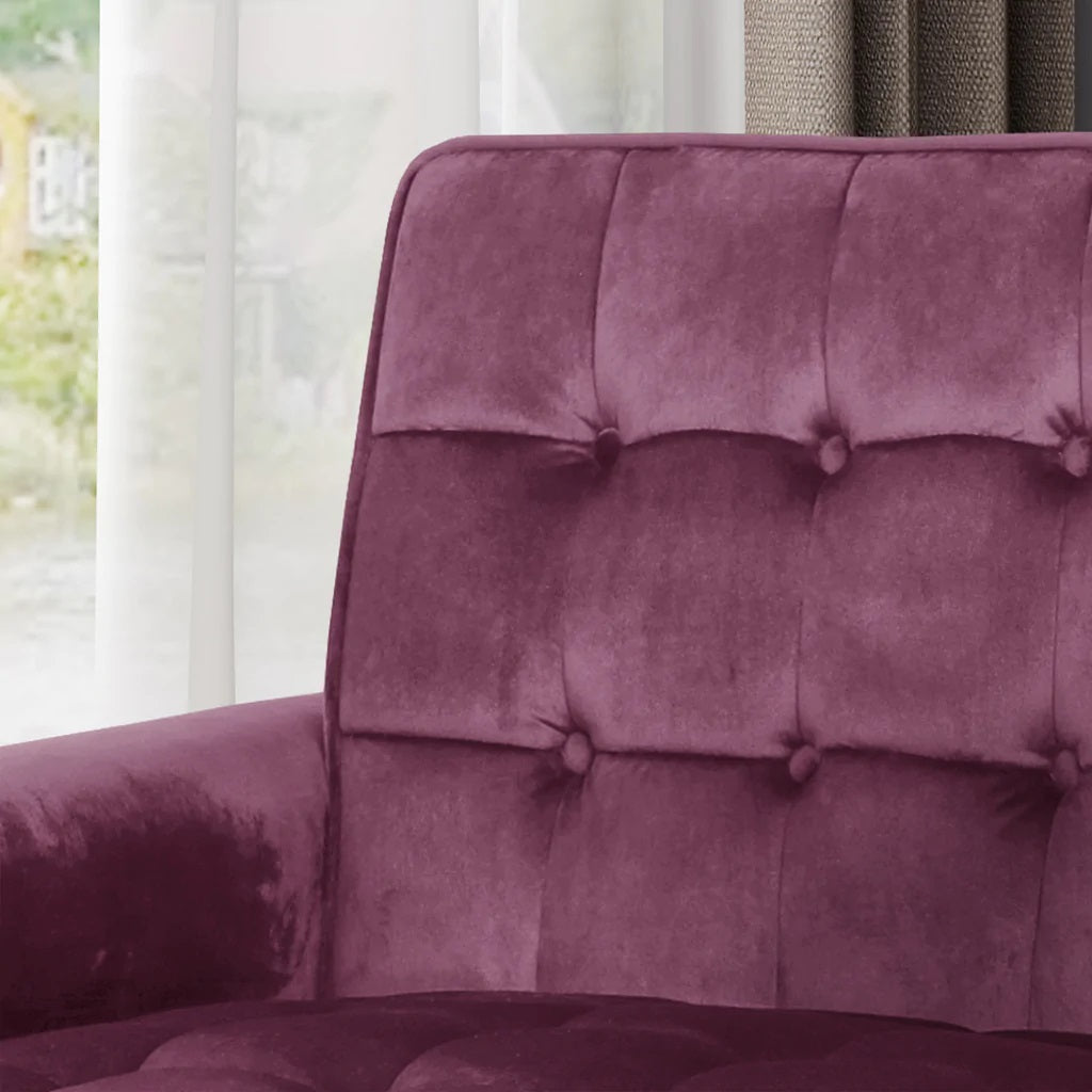 Lewisham Raisin Tufted Velvet Armchair - RetroVibes.au