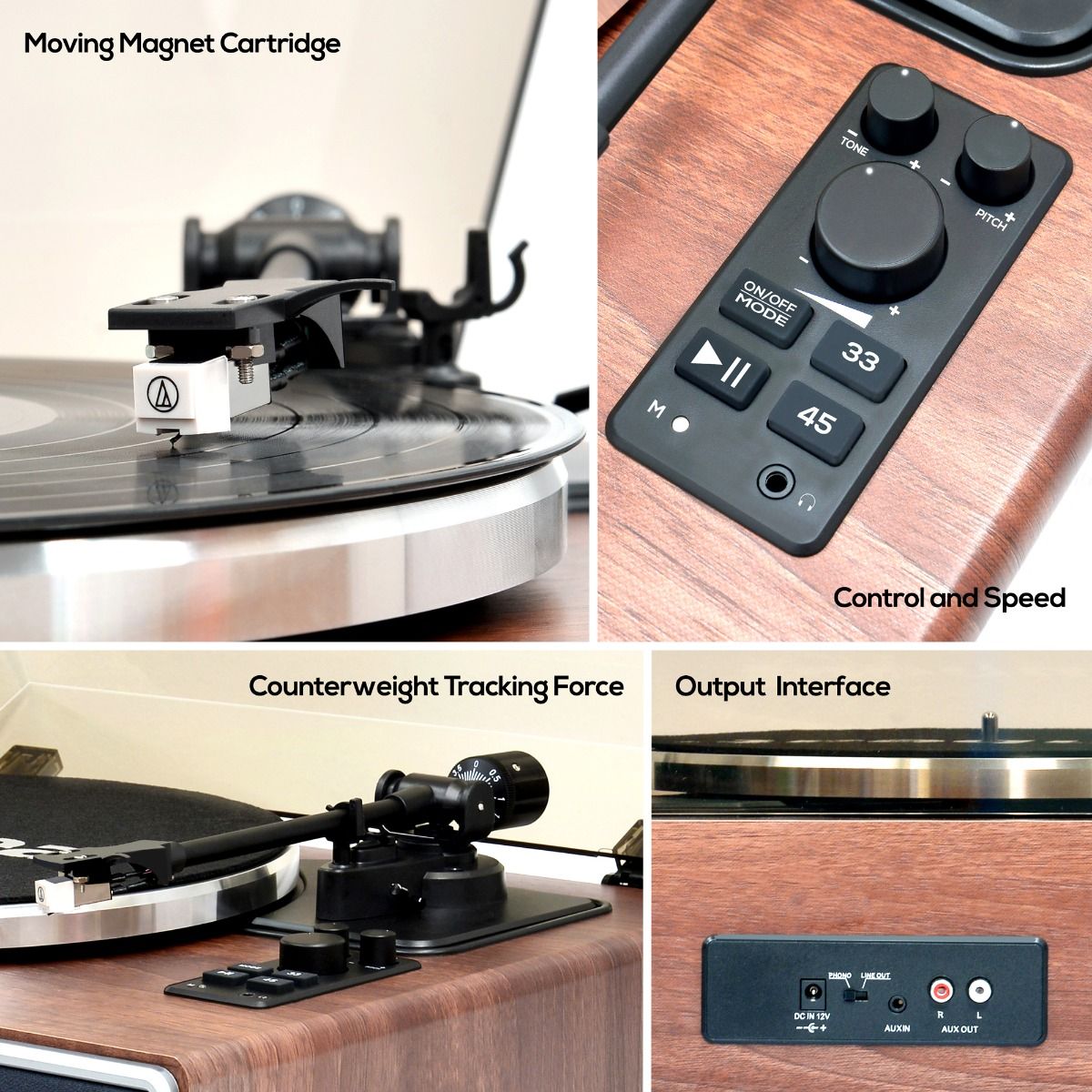 mbeat Hi - Fi Turntable with Built - In Bluetooth Receiving Speaker - RetroVibes.au
