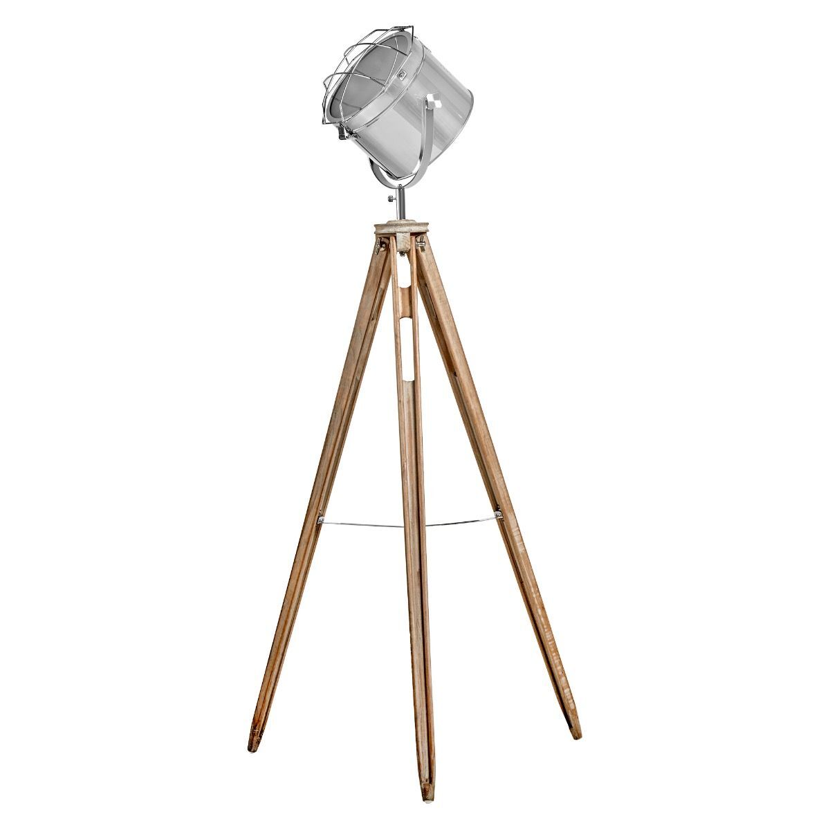 Nautical Tripod Floor Lamp Search Light Modern Chrome Head with Mesh - RetroVibes.au