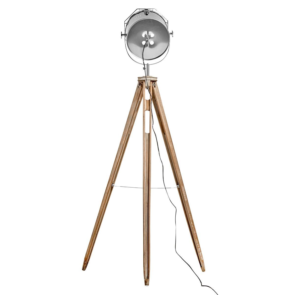 Nautical Tripod Floor Lamp Search Light Modern Chrome Head with Mesh - RetroVibes.au