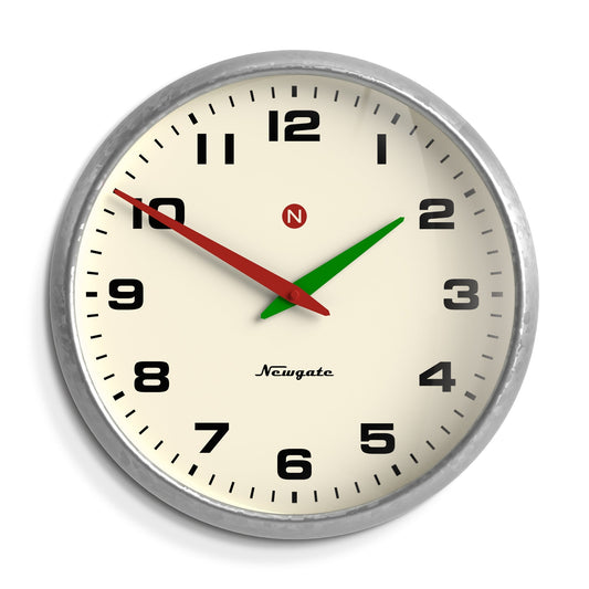 Newgate Superstore Wall Clock Alpha Dial Galvanised - RetroVibes.au