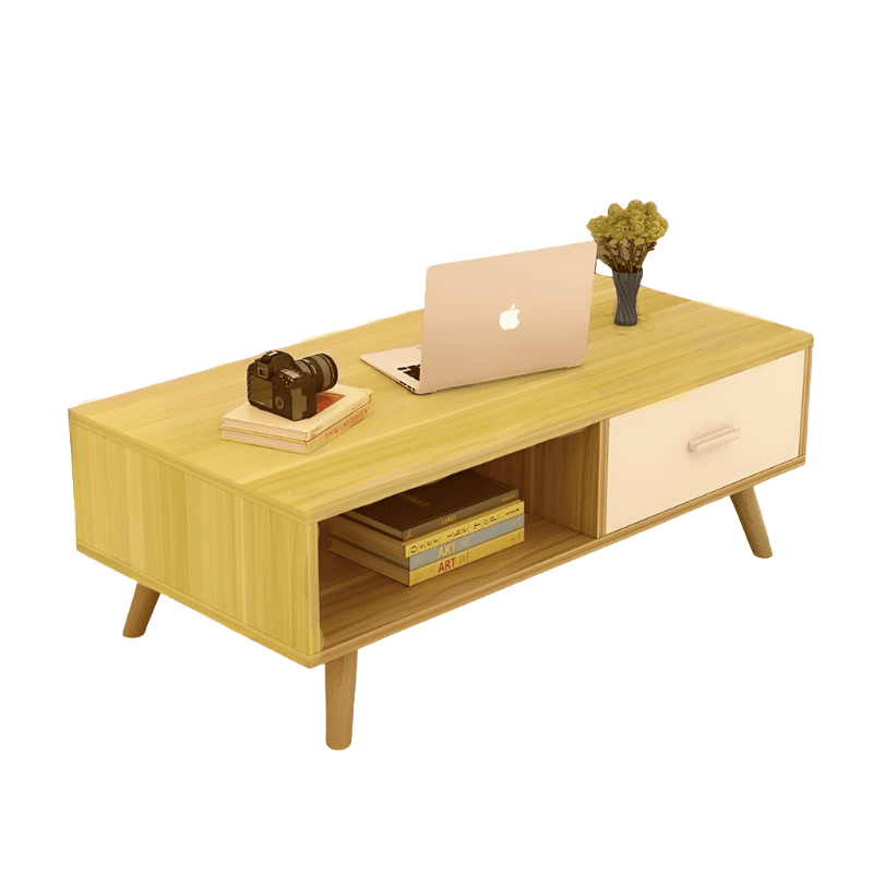 Retro Storage Coffee Table – Drawer & Open Shelf - RetroVibes.au
