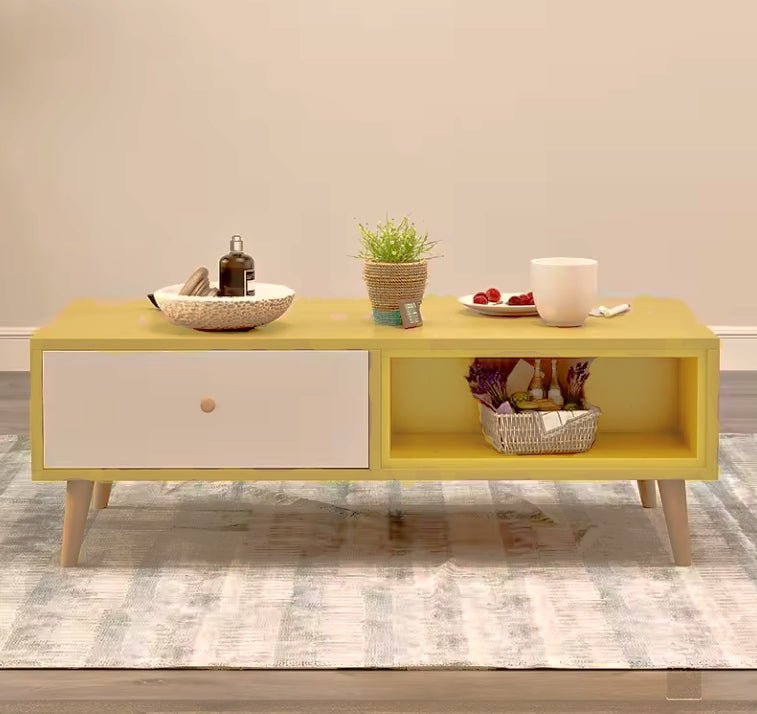 Retro Storage Coffee Table – Drawer & Open Shelf - RetroVibes.au