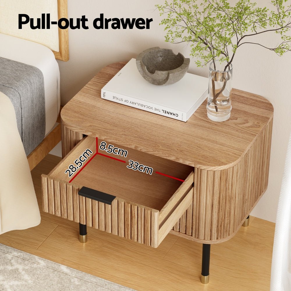 Retro Wooden Bedside Table – 2 Drawers - RetroVibes.au