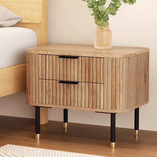 Retro Wooden Bedside Table – 2 Drawers - RetroVibes.au