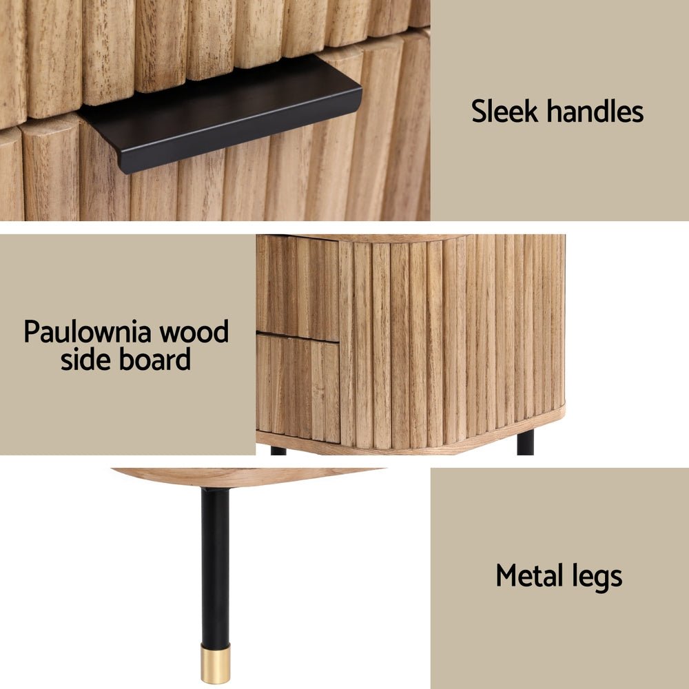 Retro Wooden Bedside Table – 2 Drawers - RetroVibes.au