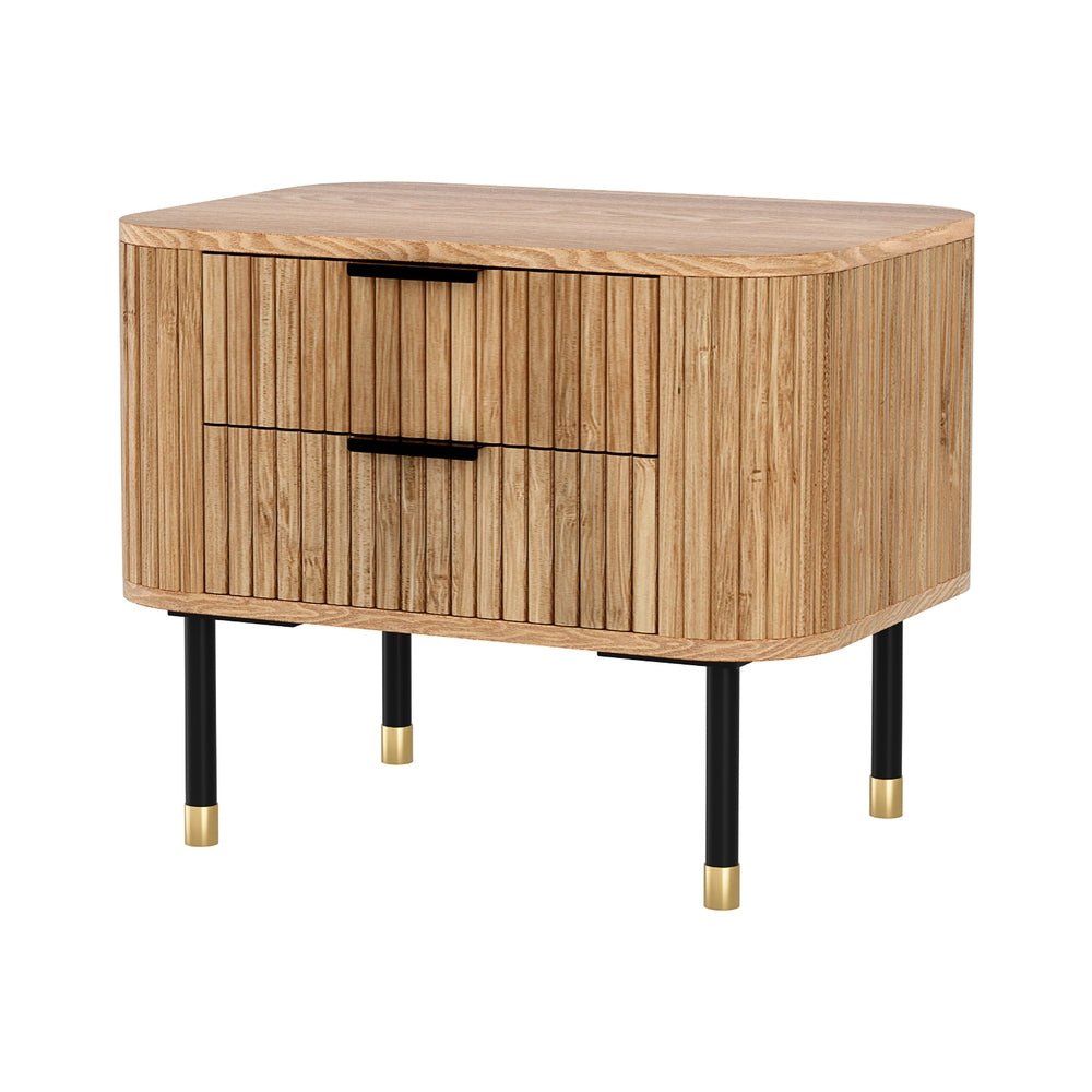 Retro Wooden Bedside Table – 2 Drawers - RetroVibes.au