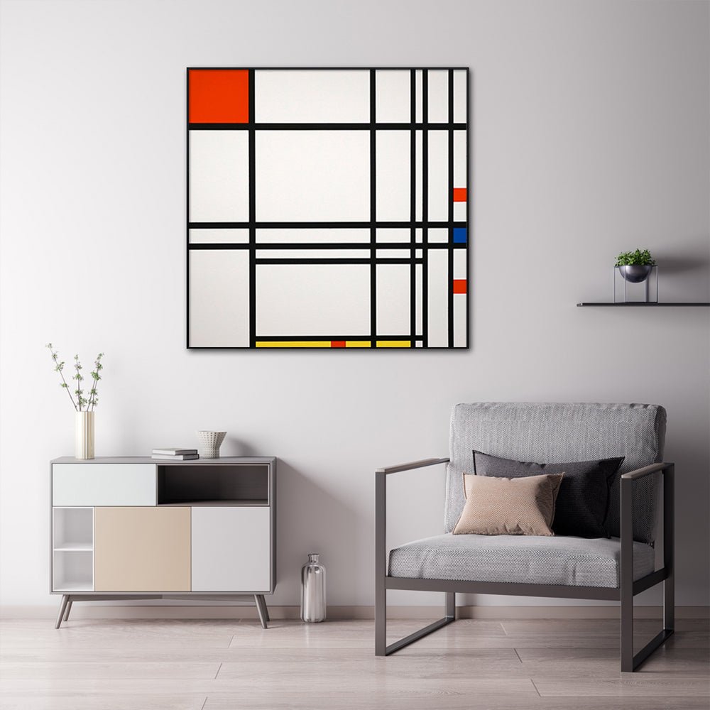 Wall Art 100cmx150cm Abstract Art By Piet Mondrian Black Frame Canvas - RetroVibes.au