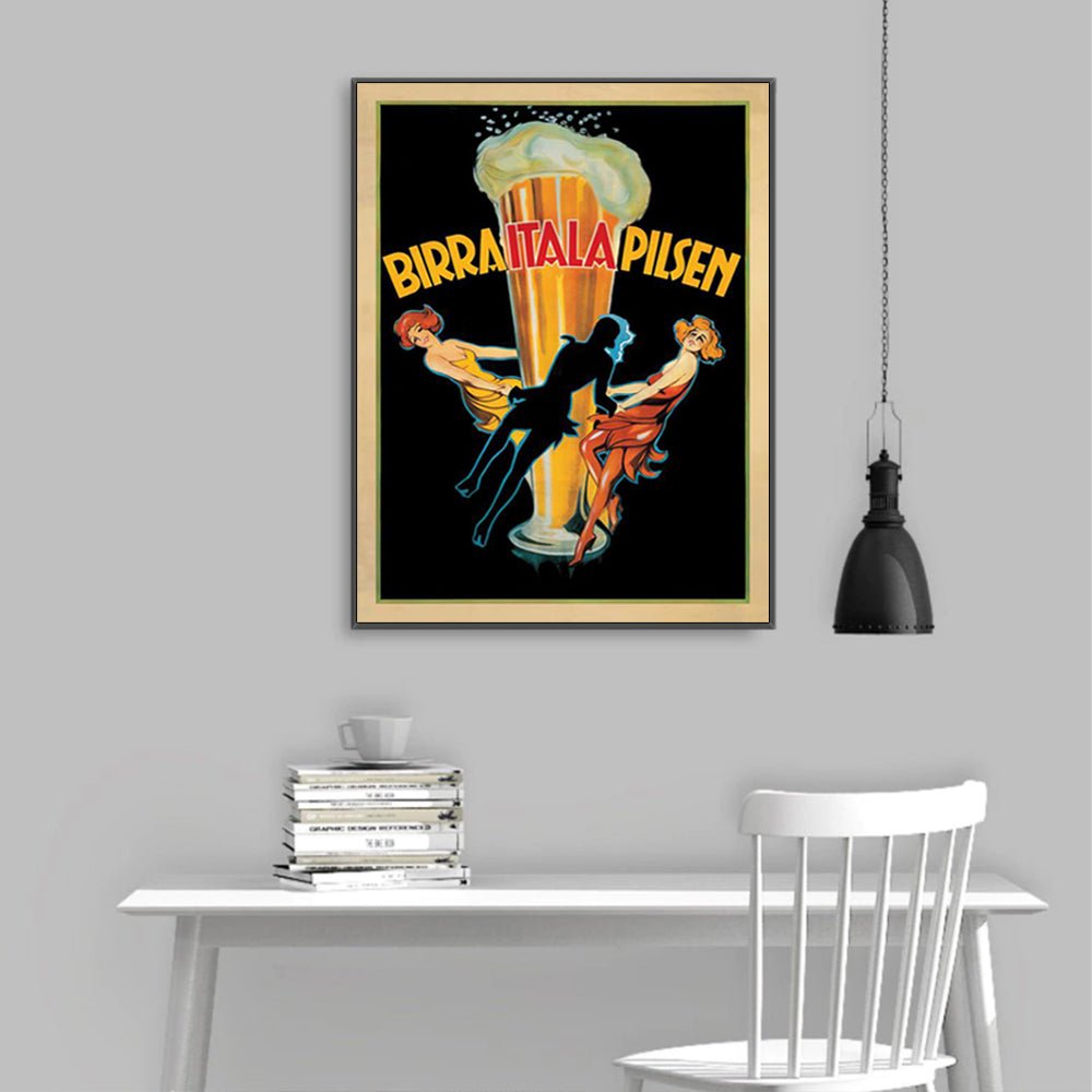 Wall Art 50cmx70cm Birra Itala Pilsen Black Frame Canvas - RetroVibes.au