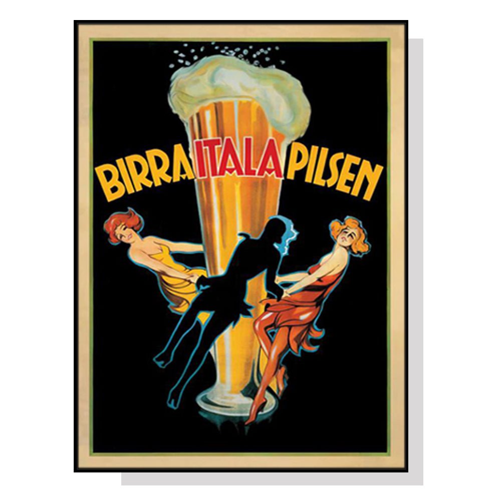 Wall Art 50cmx70cm Birra Itala Pilsen Black Frame Canvas - RetroVibes.au