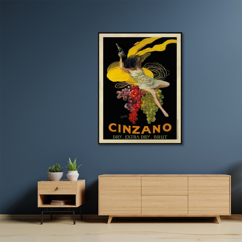 Wall Art 50cmx70cm Cinzano Black Frame Canvas - RetroVibes.au