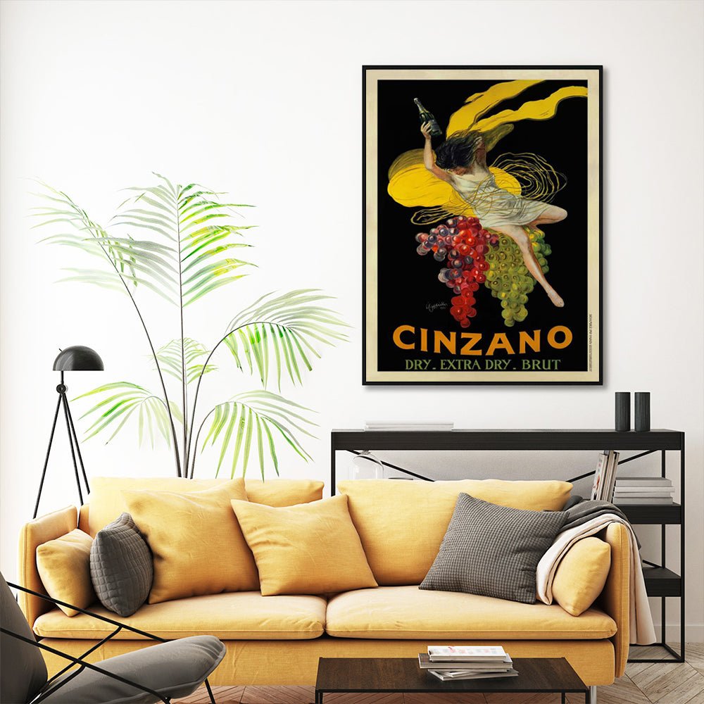 Wall Art 50cmx70cm Cinzano Black Frame Canvas - RetroVibes.au