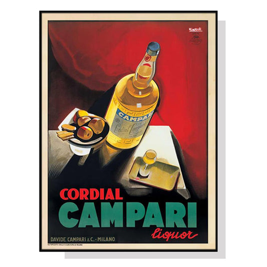 Wall Art 50cmx70cm Cordial Campari Liquor Black Frame Canvas - RetroVibes.au