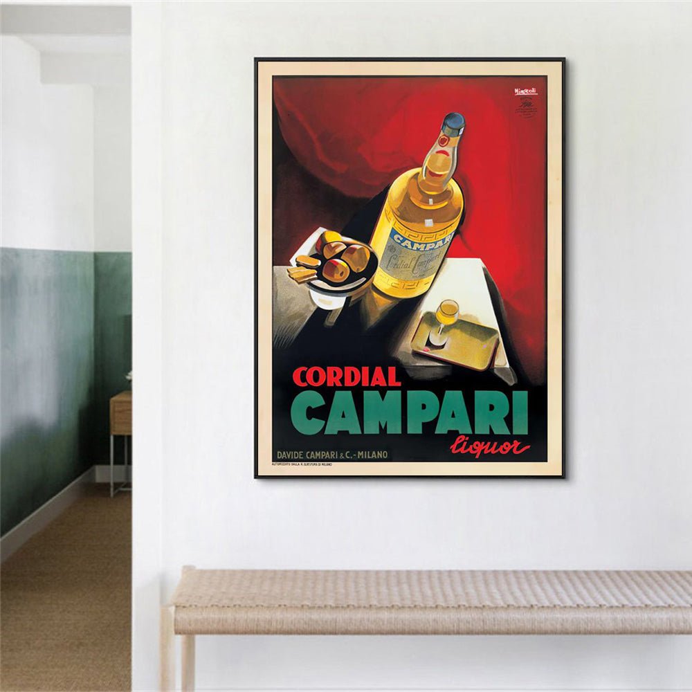 Wall Art 50cmx70cm Cordial Campari Liquor Black Frame Canvas - RetroVibes.au