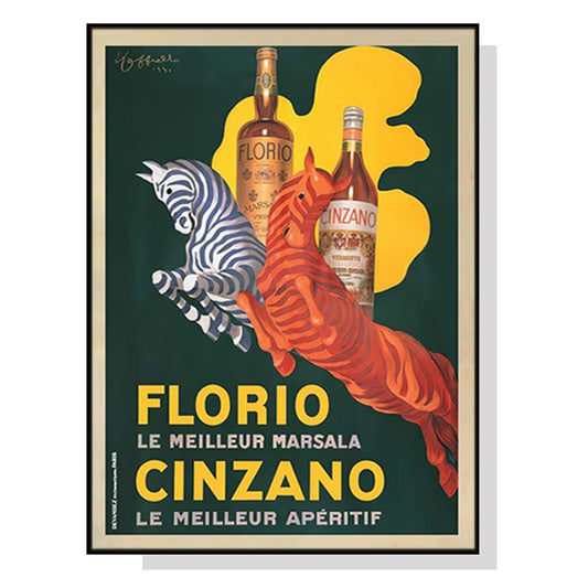 Wall Art 50cmx70cm Florio Cinzano Black Frame Canvas - RetroVibes.au