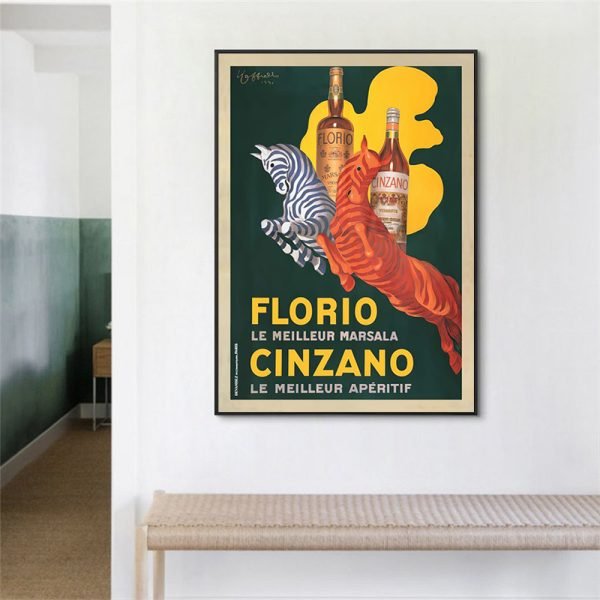 Wall Art 50cmx70cm Florio Cinzano Black Frame Canvas - RetroVibes.au