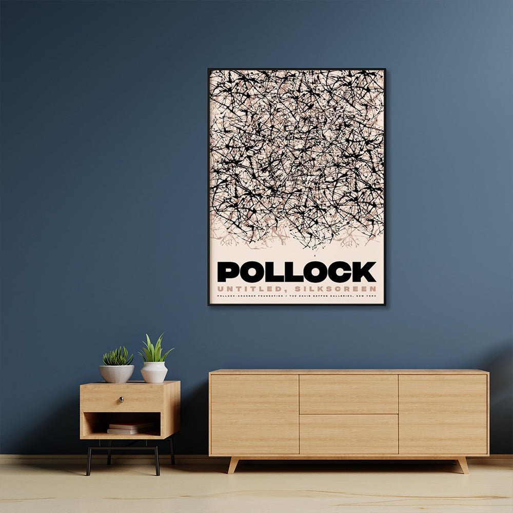 Wall Art 50cmx70cm Jackson Pollock Exhibition II Black Frame Canvas - RetroVibes.au