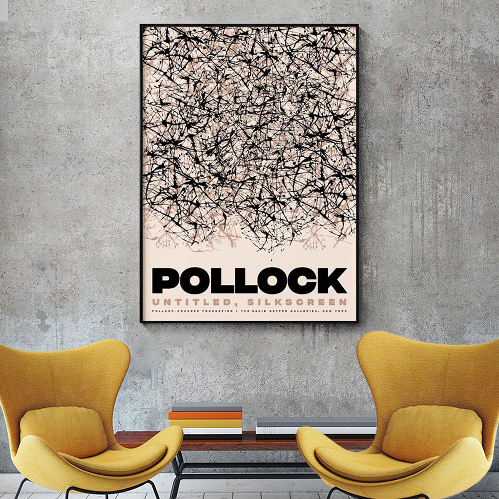 Wall Art 50cmx70cm Jackson Pollock Exhibition II Black Frame Canvas - RetroVibes.au