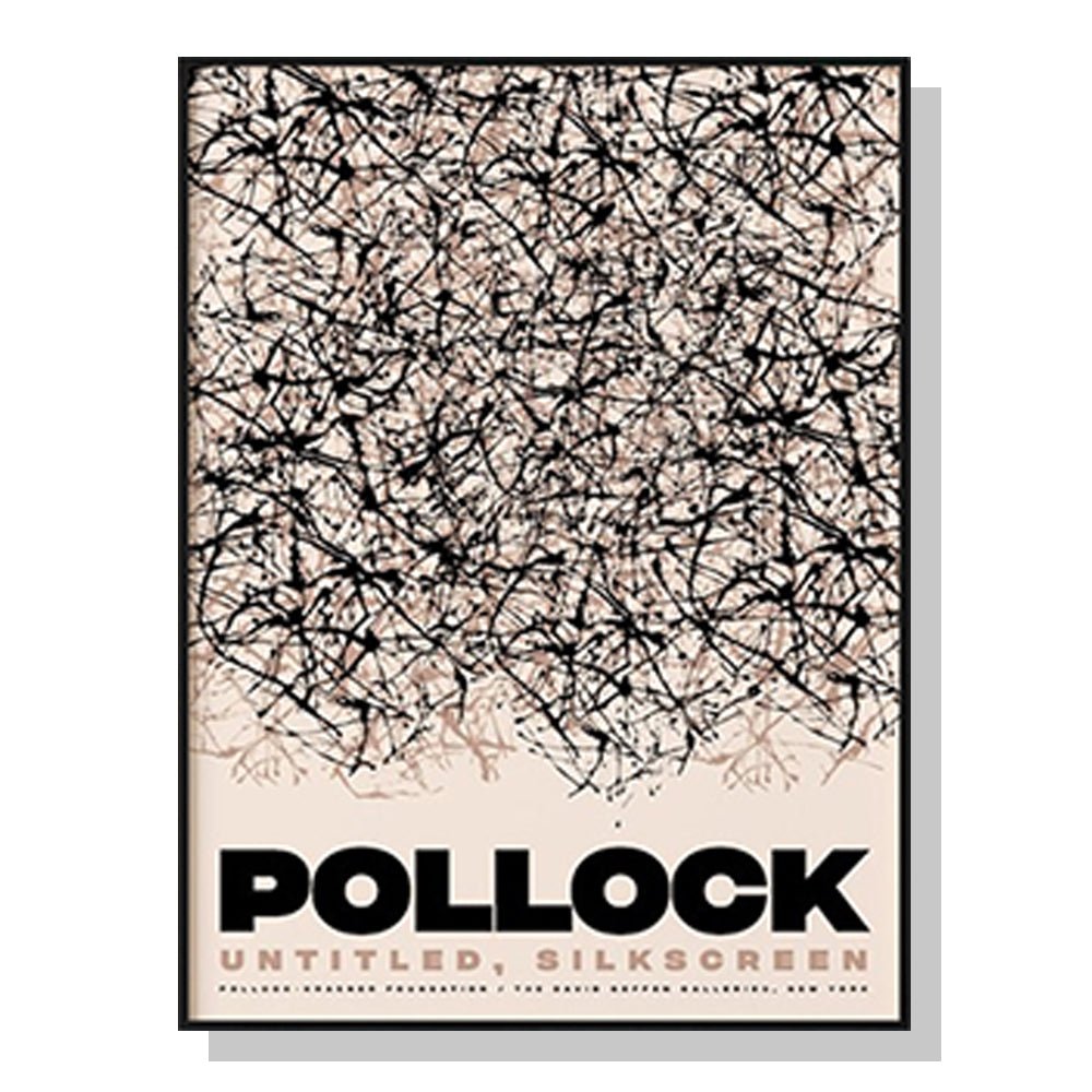 Wall Art 50cmx70cm Jackson Pollock Exhibition II Black Frame Canvas - RetroVibes.au