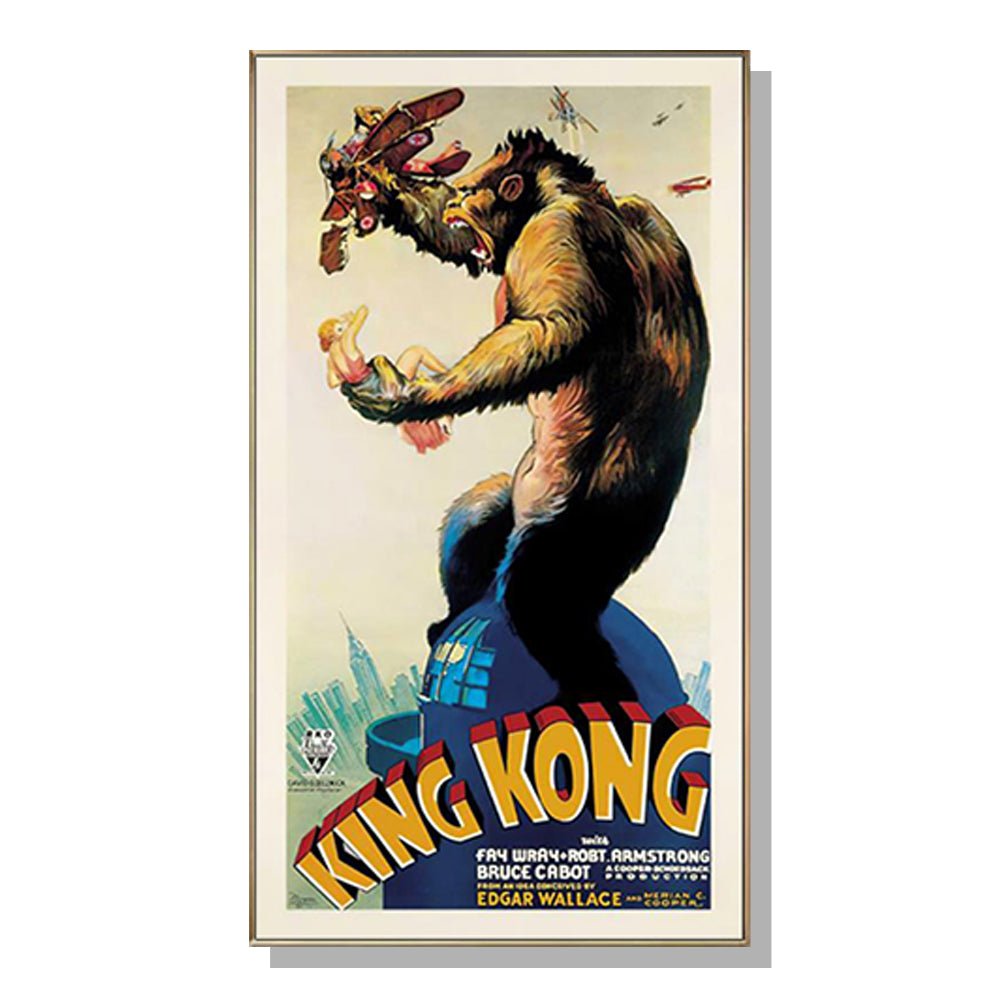 Wall Art 60cmx120cm King Kong 1933 Gold Frame Canvas - RetroVibes.au