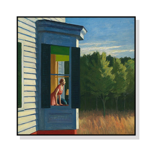 Wall Art 70cmx70cm Cape Cod Morning By Edward Hopper Black Frame Canvas - RetroVibes.au