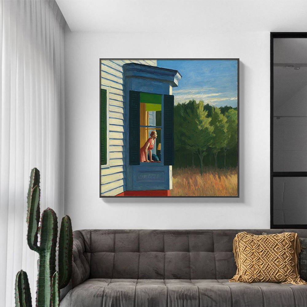 Wall Art 70cmx70cm Cape Cod Morning By Edward Hopper Black Frame Canvas - RetroVibes.au