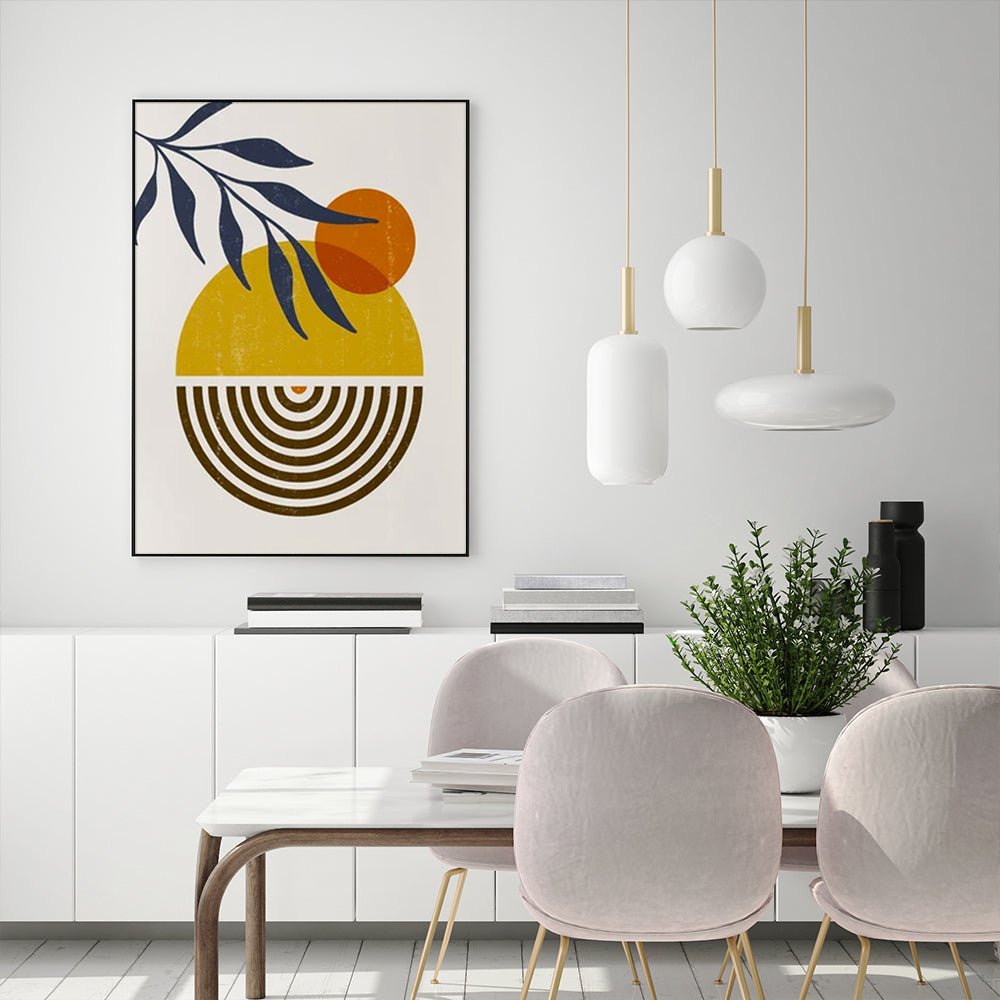 Wall Art 80cmx120cm Sun and Moon Black Frame Canvas - RetroVibes.au