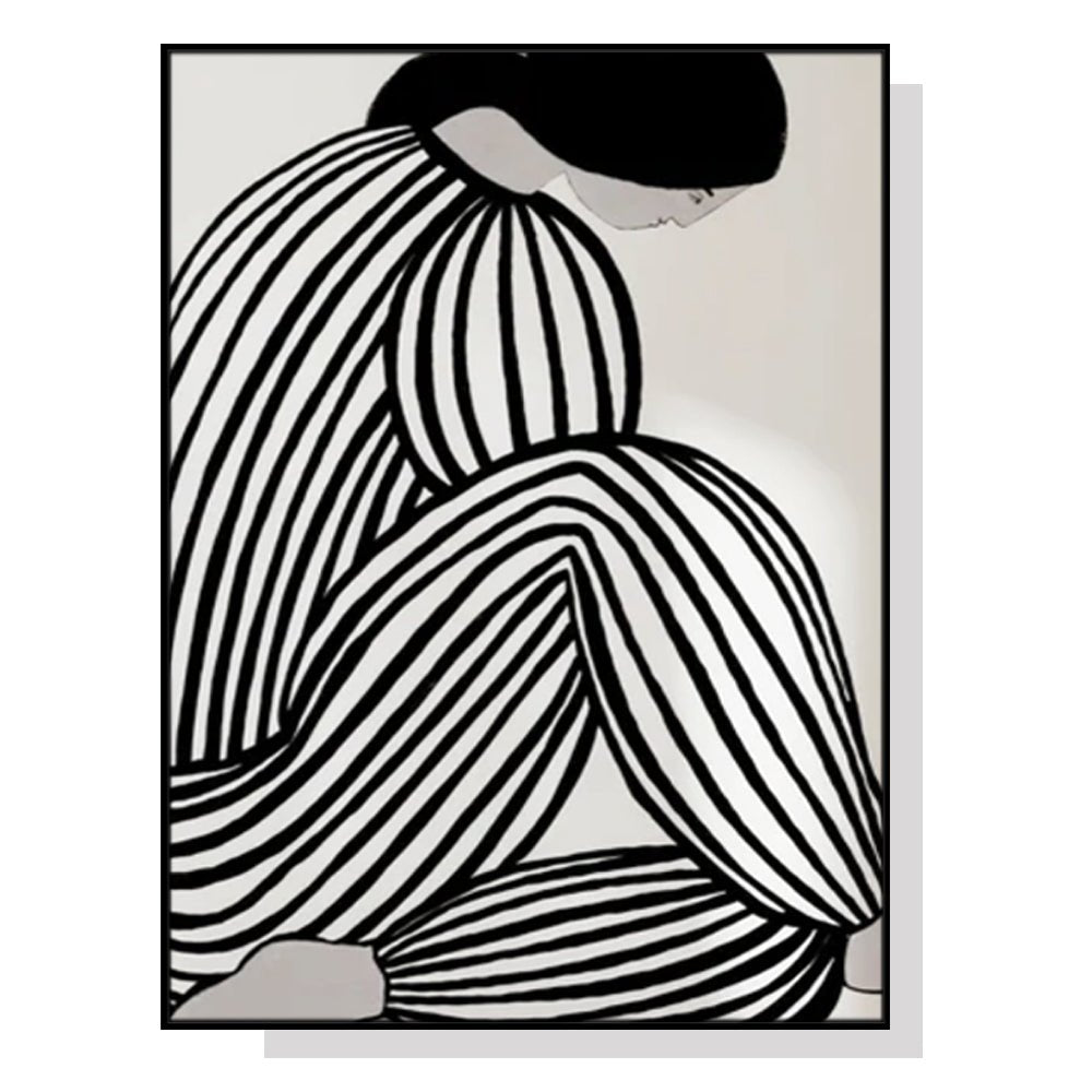 Wall Art 90cmx135cm Mid Century Figure Black Frame Canvas - RetroVibes.au