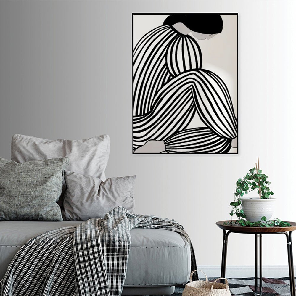 Wall Art 90cmx135cm Mid Century Figure Black Frame Canvas - RetroVibes.au