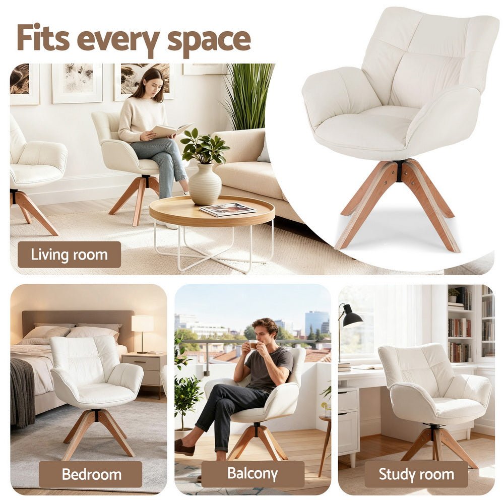 White Velvet Swivel Armchair – Artiss Nursing Chair - RetroVibes.au