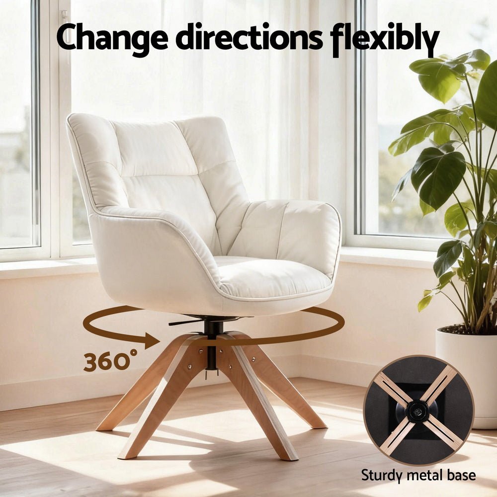 White Velvet Swivel Armchair – Artiss Nursing Chair - RetroVibes.au