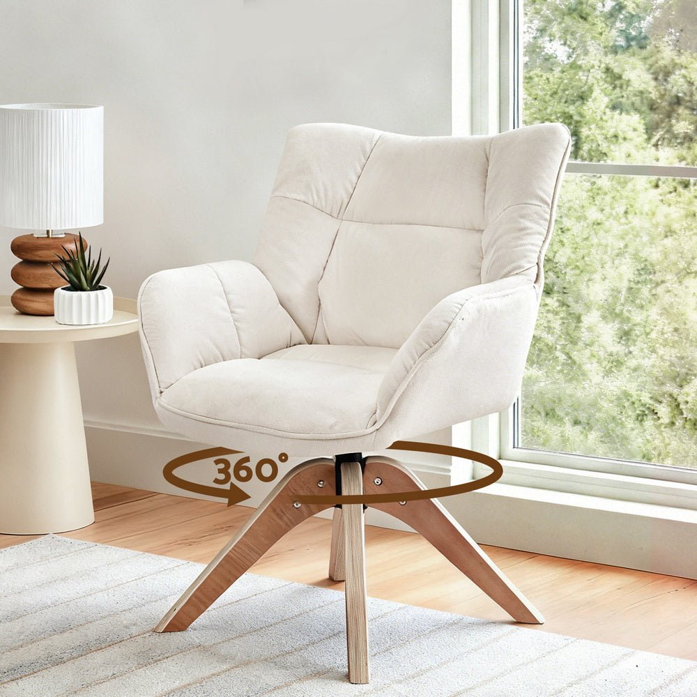 White Velvet Swivel Armchair – Artiss Nursing Chair - RetroVibes.au
