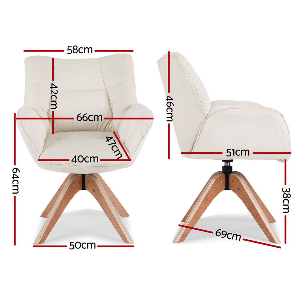 White Velvet Swivel Armchair – Artiss Nursing Chair - RetroVibes.au